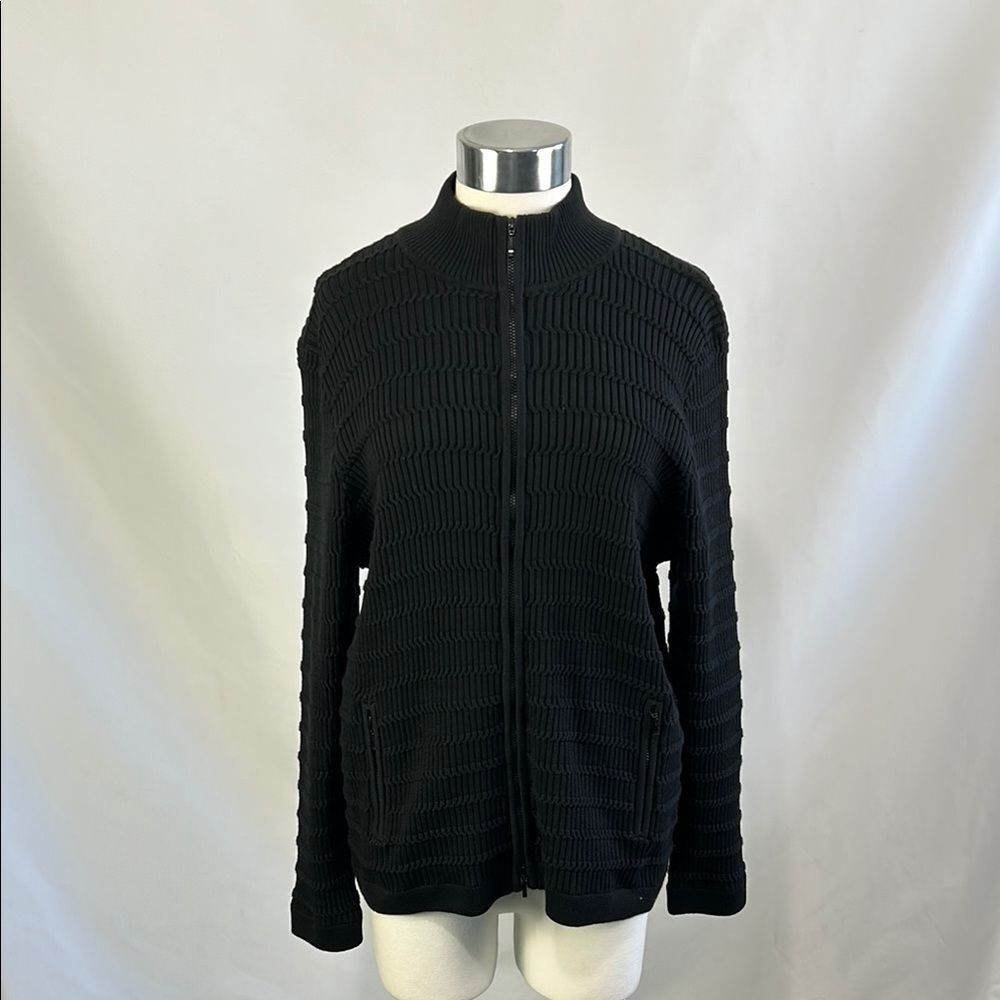 Edinburgh Knitwear Black Ribbed Zip New With Tag Cardigan